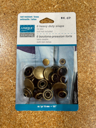 UNIQUE SEWING Ensemble boutons-pression robustess SANS OUTILS cuivre antique - 15mm (5⁄8″)