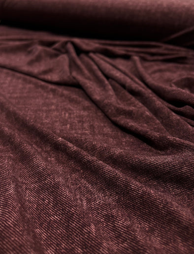 Jersey de polyester spandex effet denim bourgogne