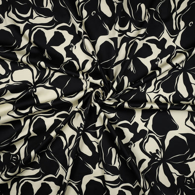Grandes fleurs noires - Coton satin
