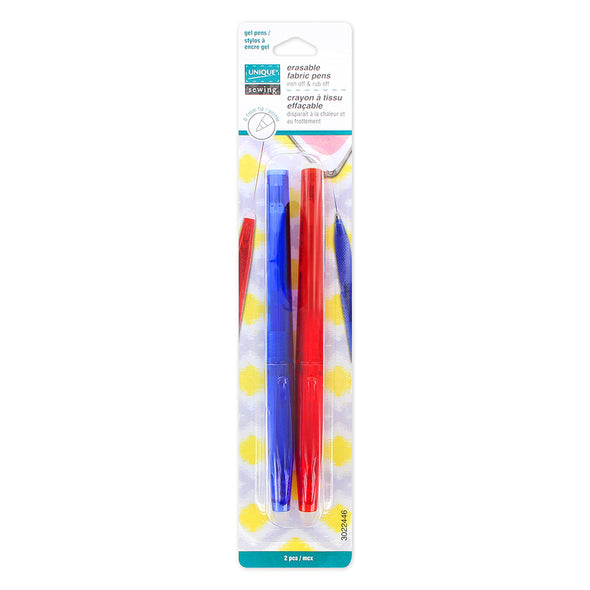 UNIQUE SEWING Crayon à tissue effeçable - bleu et rouge - 2 mcx