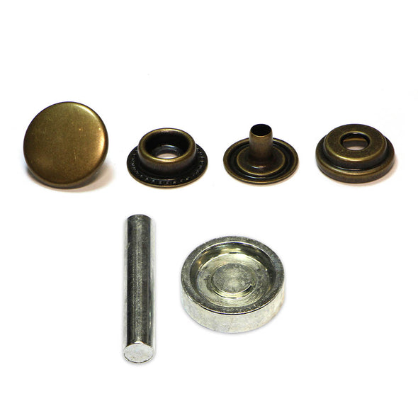 UNIQUE SEWING Ensemble boutons-pression robustess avec outil cuivre antique - 15mm (5⁄8″)
