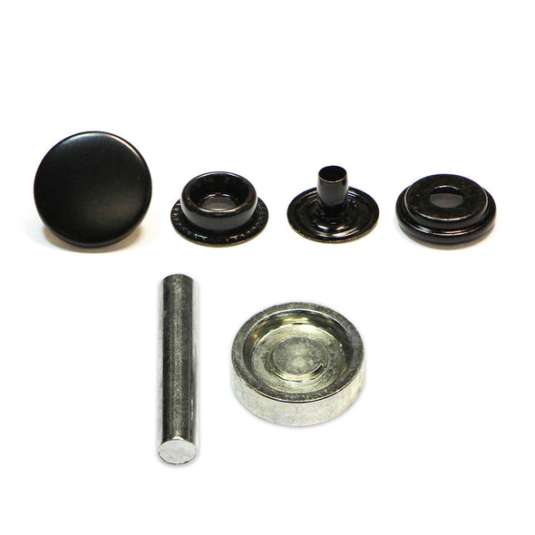 UNIQUE SEWING Ensemble boutons-pression robustess avec outil noir - 15mm (5⁄8″) - 8 paires