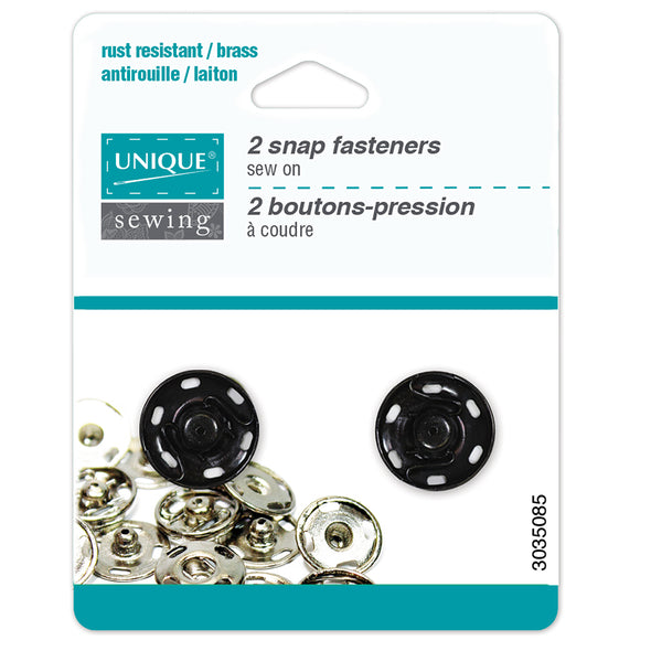 UNIQUE SEWING Boutons-pression à coudre noir - 18mm (3⁄4″) - 2 paires