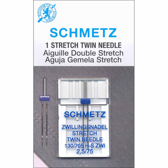 Aiguilles doubles à denim SCHMETZ #1774 sur carton - 75/11 - 2.5mm - 1 unité