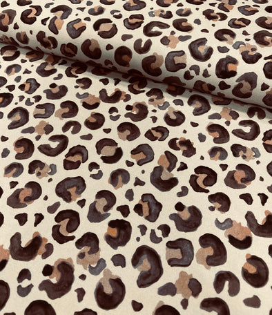 Canevas de coton léopard fond moka