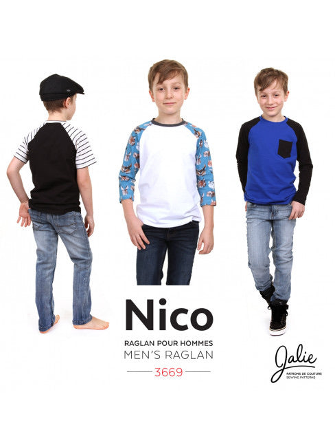 Patron Jalie : T-shirt raglan pour garçons et hommes NICO (3669)